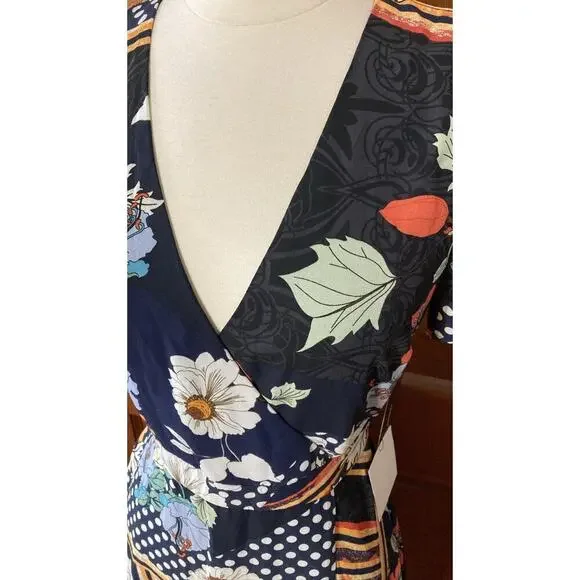 Lulus‎ Women’s Navy Floral Print Maxi Dress Sz S New Short Sleeve Garden Party ￼ - Picture 5 of 14